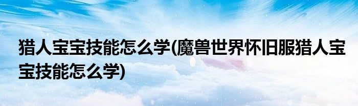獵人寶寶技能怎么學(xué)(魔獸世界懷舊服獵人寶寶技能怎么學(xué))
