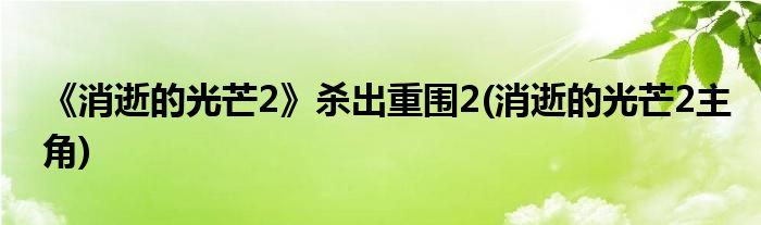 《消逝的光芒2》殺出重圍2(消逝的光芒2主角)