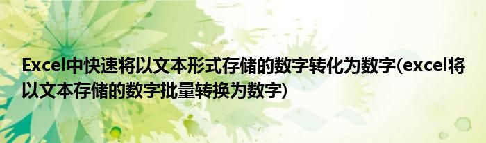 Excel中快速將以文本形式存儲(chǔ)的數(shù)字轉(zhuǎn)化為數(shù)字(excel將以文本存儲(chǔ)的數(shù)字批量轉(zhuǎn)換為數(shù)字)