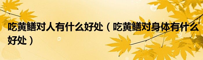 吃黃鱔對(duì)人有什么好處（吃黃鱔對(duì)身體有什么好處）