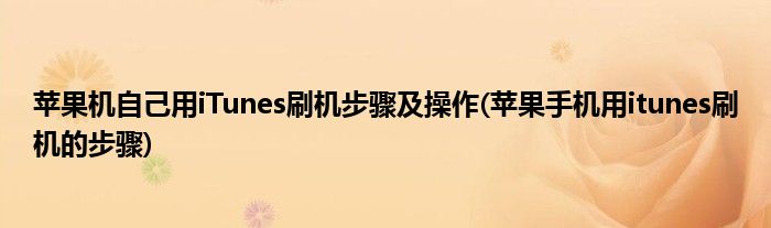 蘋果機自己用iTunes刷機步驟及操作(蘋果手機用itunes刷機的步驟)
