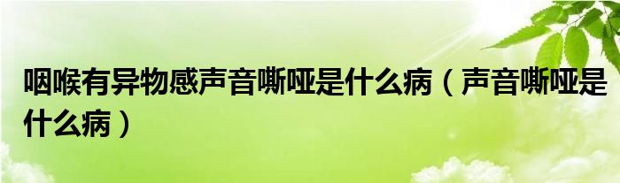 咽喉有異物感聲音嘶啞是什么?。曇羲粏∈鞘裁床。?class='thumb lazy' /></a>
		    <header>
		<h2><a  href=