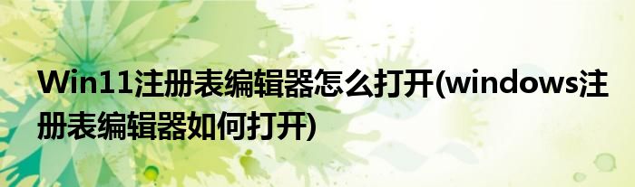 Win11注冊表編輯器怎么打開(windows注冊表編輯器如何打開)