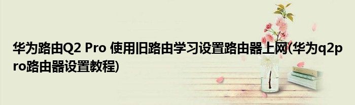 華為路由Q2 Pro 使用舊路由學(xué)習(xí)設(shè)置路由器上網(wǎng)(華為q2pro路由器設(shè)置教程)