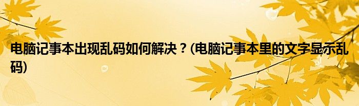 電腦記事本出現(xiàn)亂碼如何解決？(電腦記事本里的文字顯示亂碼)