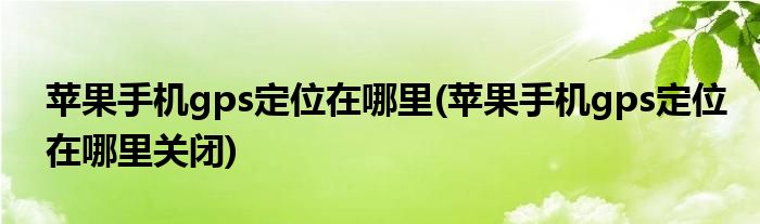 蘋果手機gps定位在哪里(蘋果手機gps定位在哪里關(guān)閉)