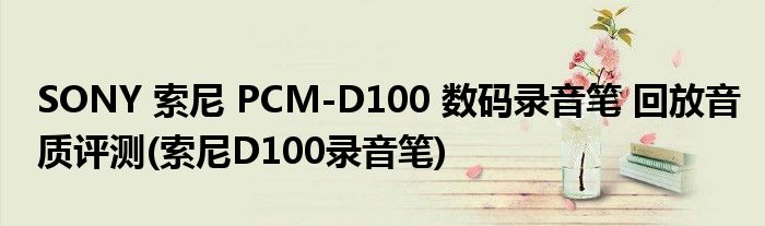 SONY 索尼 PCM-D100 數(shù)碼錄音筆 回放音質(zhì)評測(索尼D100錄音筆)