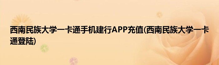西南民族大學(xué)一卡通手機建行APP充值(西南民族大學(xué)一卡通登陸)