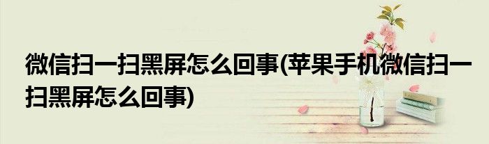 微信掃一掃黑屏怎么回事(蘋果手機微信掃一掃黑屏怎么回事)