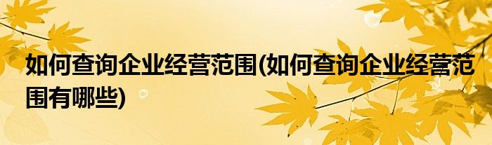 如何查詢企業(yè)經(jīng)營范圍(如何查詢企業(yè)經(jīng)營范圍有哪些)