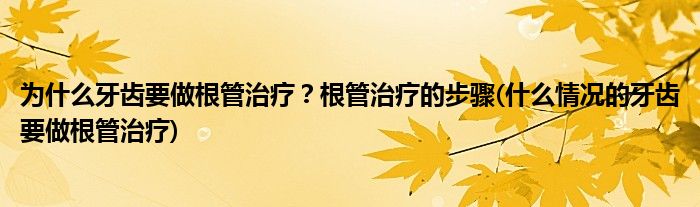 為什么牙齒要做根管治療？根管治療的步驟(什么情況的牙齒要做根管治療)