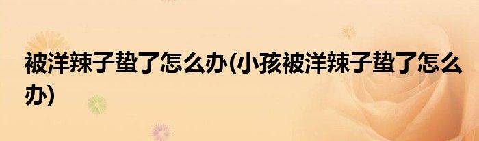 被洋辣子蟄了怎么辦(小孩被洋辣子蟄了怎么辦)