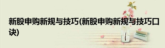 新股申購新規(guī)與技巧(新股申購新規(guī)與技巧口訣)