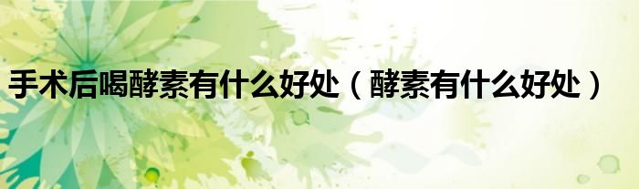 手術(shù)后喝酵素有什么好處(酵素有什么好處)