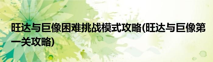 旺達(dá)與巨像困難挑戰(zhàn)模式攻略(旺達(dá)與巨像第一關(guān)攻略)