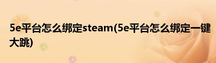 5e平臺怎么綁定steam(5e平臺怎么綁定一鍵大跳)