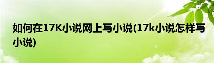 如何在17K小說網(wǎng)上寫小說(17k小說怎樣寫小說)