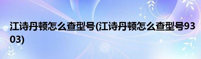 江詩丹頓怎么查型號(江詩丹頓怎么查型號9303)