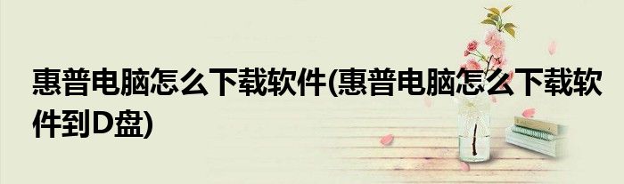 惠普電腦怎么下載軟件(惠普電腦怎么下載軟件到D盤)