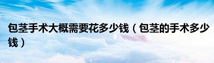 包莖手術(shù)大概需要花多少錢（包莖的手術(shù)多少錢）