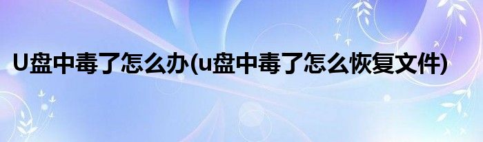 U盤中毒了怎么辦(u盤中毒了怎么恢復文件)