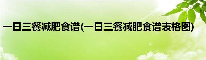 一日三餐減肥食譜(一日三餐減肥食譜表格圖)