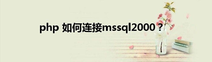 php 如何連接mssql2000？