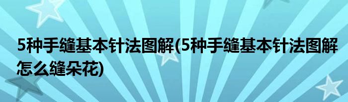 5種手縫基本針?lè)▓D解(5種手縫基本針?lè)▓D解怎么縫朵花)