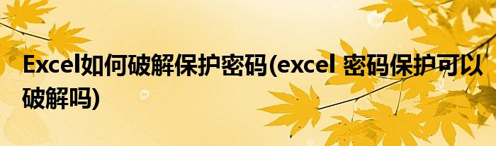 Excel如何破解保護密碼(excel 密碼保護可以破解嗎)
