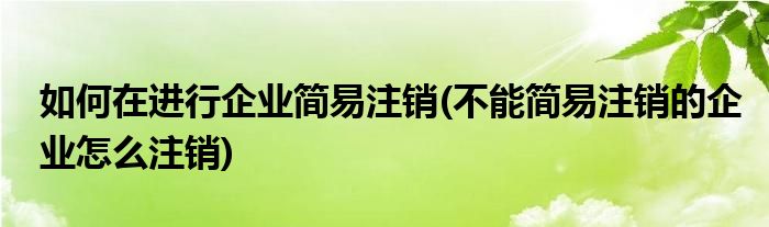 如何在進(jìn)行企業(yè)簡(jiǎn)易注銷(不能簡(jiǎn)易注銷的企業(yè)怎么注銷)