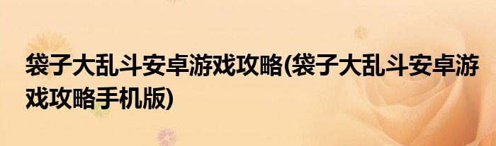 袋子大亂斗安卓游戲攻略(袋子大亂斗安卓游戲攻略手機版)