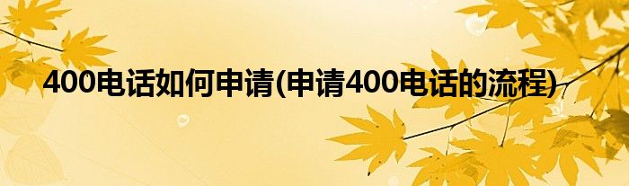 400電話如何申請(申請400電話的流程)