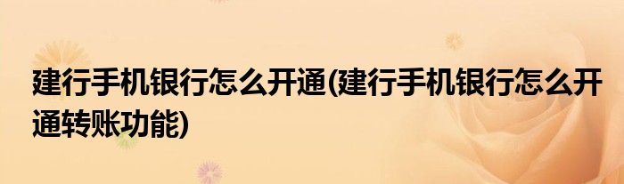 建行手機銀行怎么開通(建行手機銀行怎么開通轉賬功能)