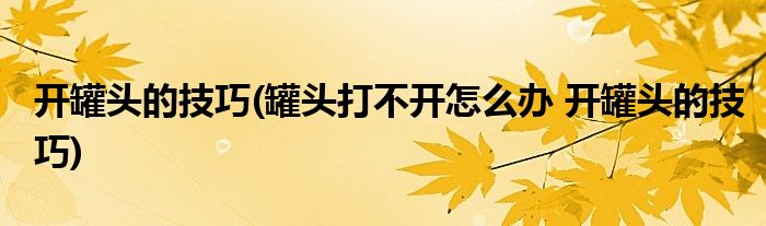 開罐頭的技巧(罐頭打不開怎么辦 開罐頭的技巧)