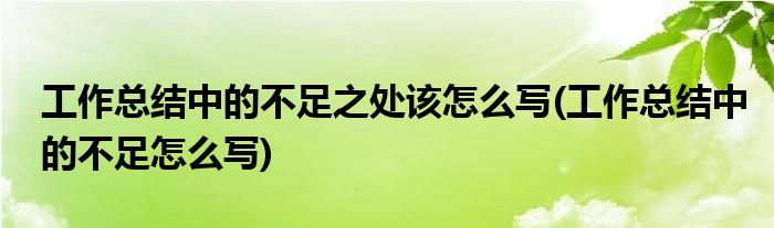 工作總結(jié)中的不足之處該怎么寫(工作總結(jié)中的不足怎么寫)