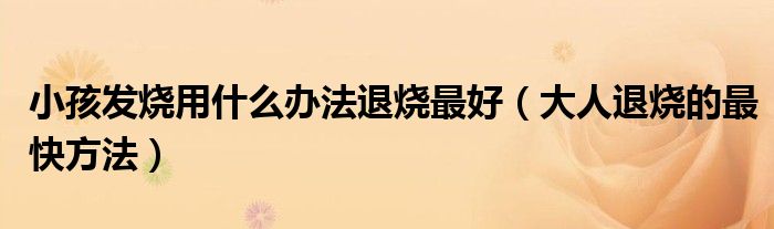 小孩發(fā)燒用什么辦法退燒最好(大人退燒的最快方法)