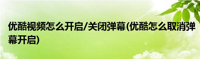 優(yōu)酷視頻怎么開啟/關(guān)閉彈幕(優(yōu)酷怎么取消彈幕開啟)