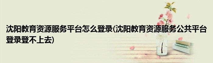 沈陽教育資源服務(wù)平臺怎么登錄(沈陽教育資源服務(wù)公共平臺登錄登不上去)
