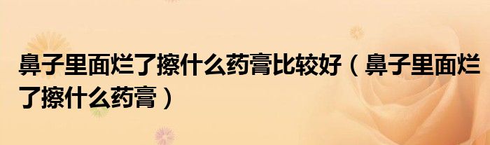 鼻子里面爛了擦什么藥膏比較好（鼻子里面爛了擦什么藥膏）