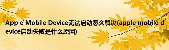 Apple Mobile Device無法啟動(dòng)怎么解決(apple mobile device啟動(dòng)失敗是什么原因)