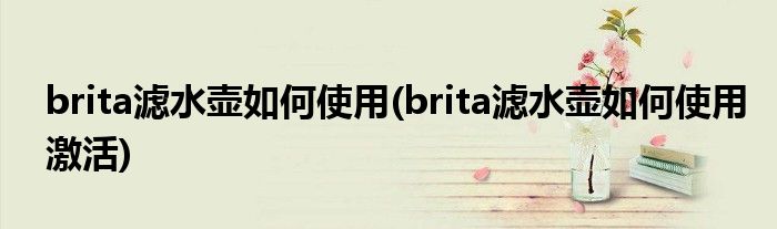 brita濾水壺如何使用(brita濾水壺如何使用激活)