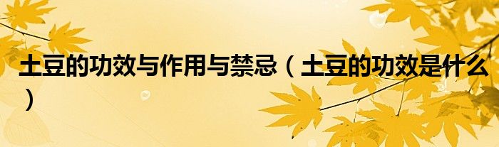 土豆的功效與作用與禁忌（土豆的功效是什么）