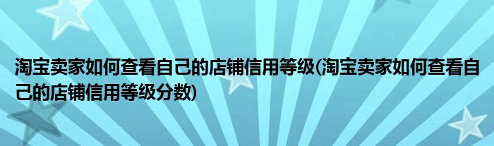 淘寶賣家如何查看自己的店鋪信用等級(jí)(淘寶賣家如何查看自己的店鋪信用等級(jí)分?jǐn)?shù))