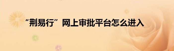 “荊易行”網(wǎng)上審批平臺怎么進入