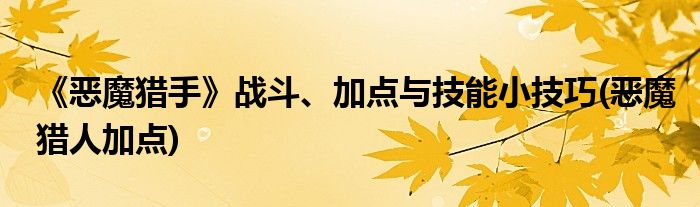 《惡魔獵手》戰(zhàn)斗、加點(diǎn)與技能小技巧(惡魔獵人加點(diǎn))