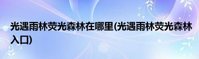 光遇雨林熒光森林在哪里(光遇雨林熒光森林入口)