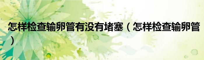 怎樣檢查輸卵管有沒有堵塞（怎樣檢查輸卵管）