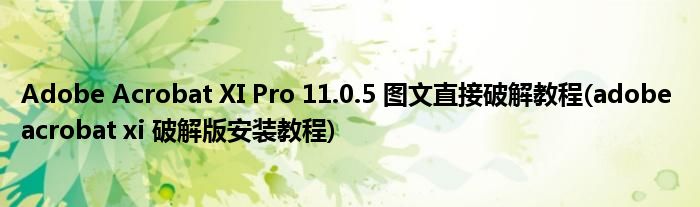 Adobe Acrobat XI Pro 11.0.5 圖文直接破解教程(adobe acrobat xi 破解版安裝教程)
