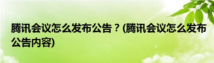 騰訊會議怎么發(fā)布公告？(騰訊會議怎么發(fā)布公告內(nèi)容)