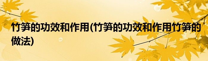 竹筍的功效和作用(竹筍的功效和作用竹筍的做法)